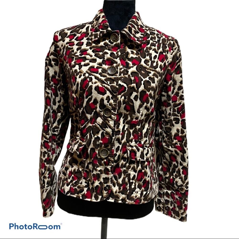 Charter Club Animal Print Corduroy Jacket Petite S